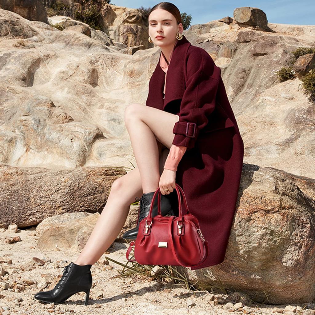 NICOLE & DORIS Damen Handtasche, 2-Wege-Tasche, PU-Leder, Niedliche Umhängetasche mit Abnehmbarem Riemen, Stilvoll, Groß, Mehrfarbig, Großes Fassungsvermögen,