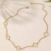 Elegant Hollow Four-Leaf Clover Flower Necklace - Women's High-End Clavicle Chain