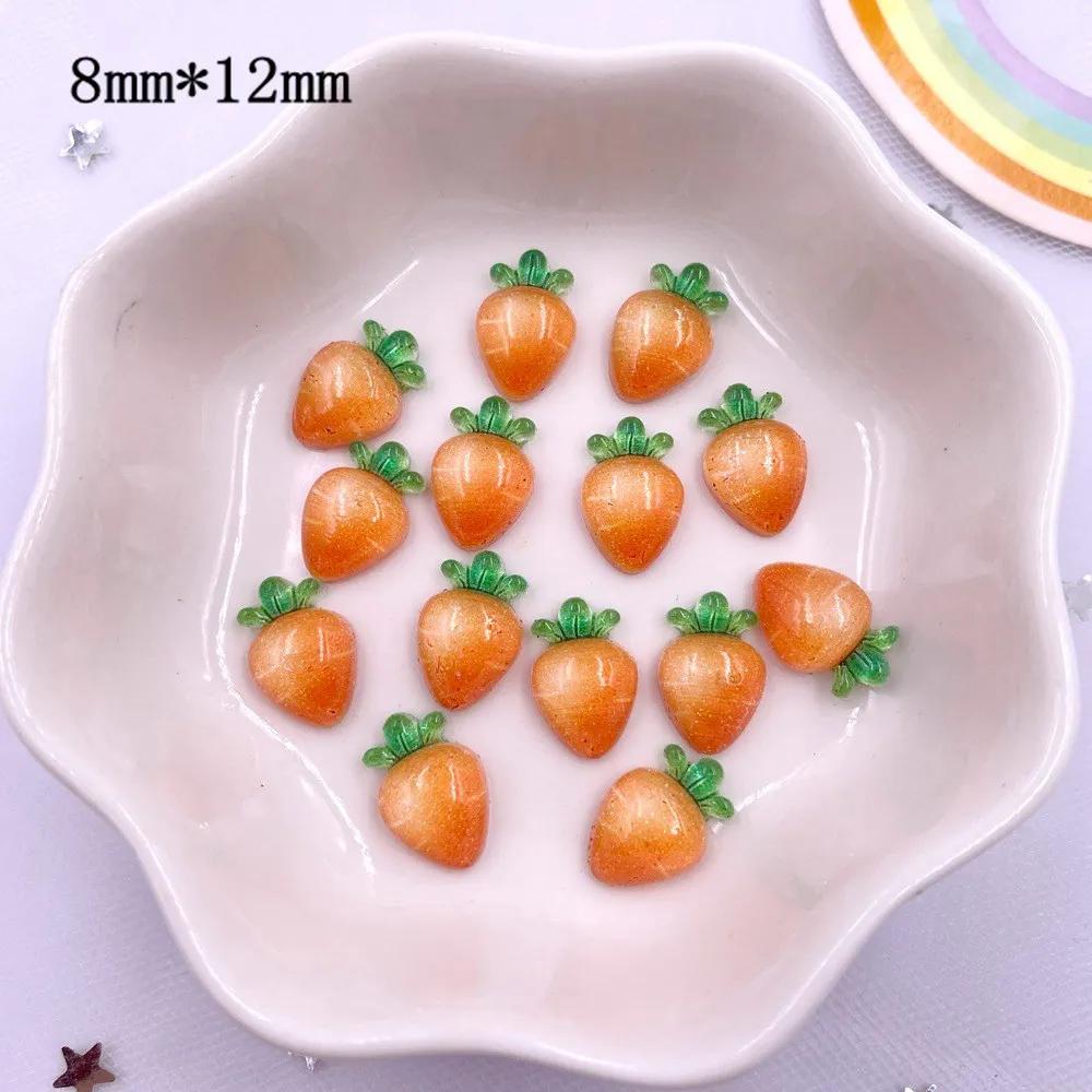 50 peças de resina mista colorida glitter mini pêssego pêra uva maçã cereja limão caqui rabanete frutas alimentos nail art parte traseira lisa strass