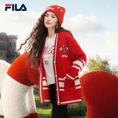 FILA Women's Yang Mi Style 2025 Spring Patchwork Woven Cardigan
