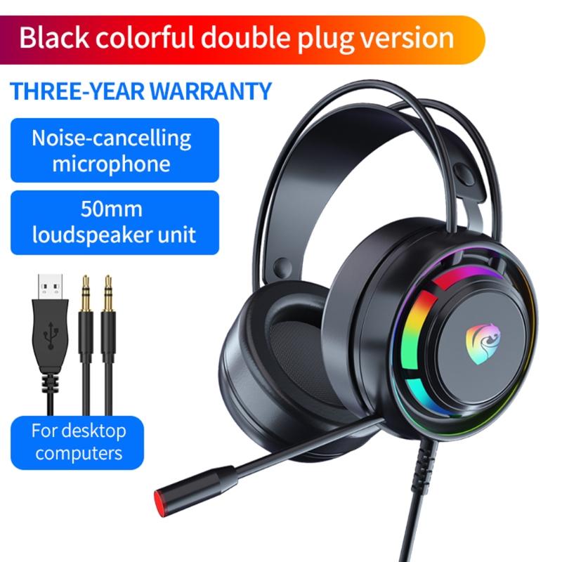 RGB Light Gaming Headset Surround Stereo Sound Earphone Soft Earmuffs Powerful Ergonomic Design Comfortable to Wear