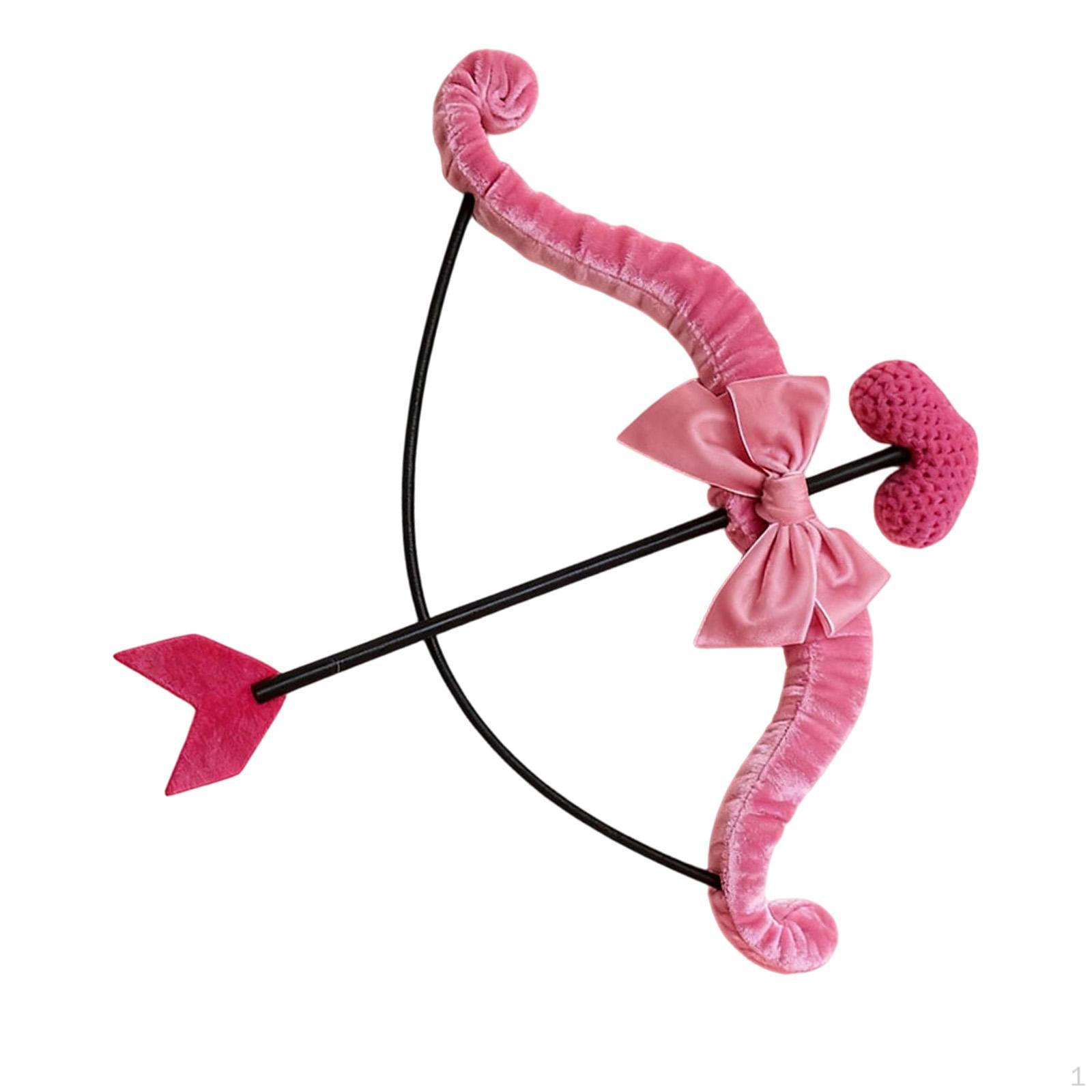 

Valentine Cupid Bow Arrow Set Decorative Sturdy Valentine s Day Costume Prop Pink bowknot