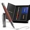 WEMATE Wooden Fountain Pen Set with Fine Nib, 20 Ink Cartridges (10 Black + 10 Blue), and 1 Converter Included, Smooth Writing, Calligraphy, and