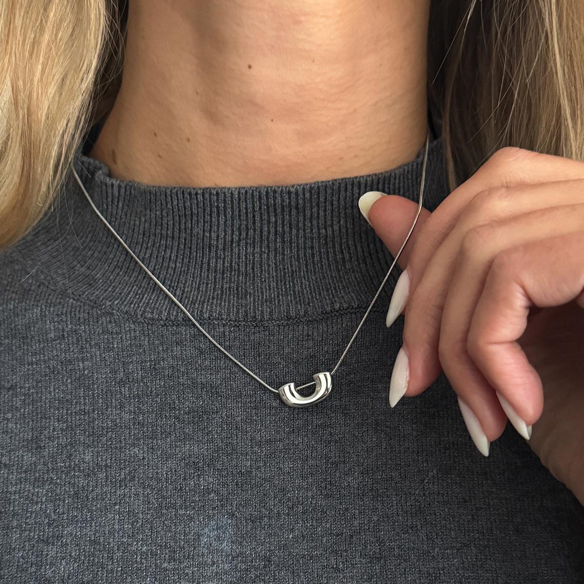 SHIXIN Minimalist Titanium Steel Geometric Lock Pendant Necklace for Women Adjustable Clavicle Chain Necklace Valentine Jewelry