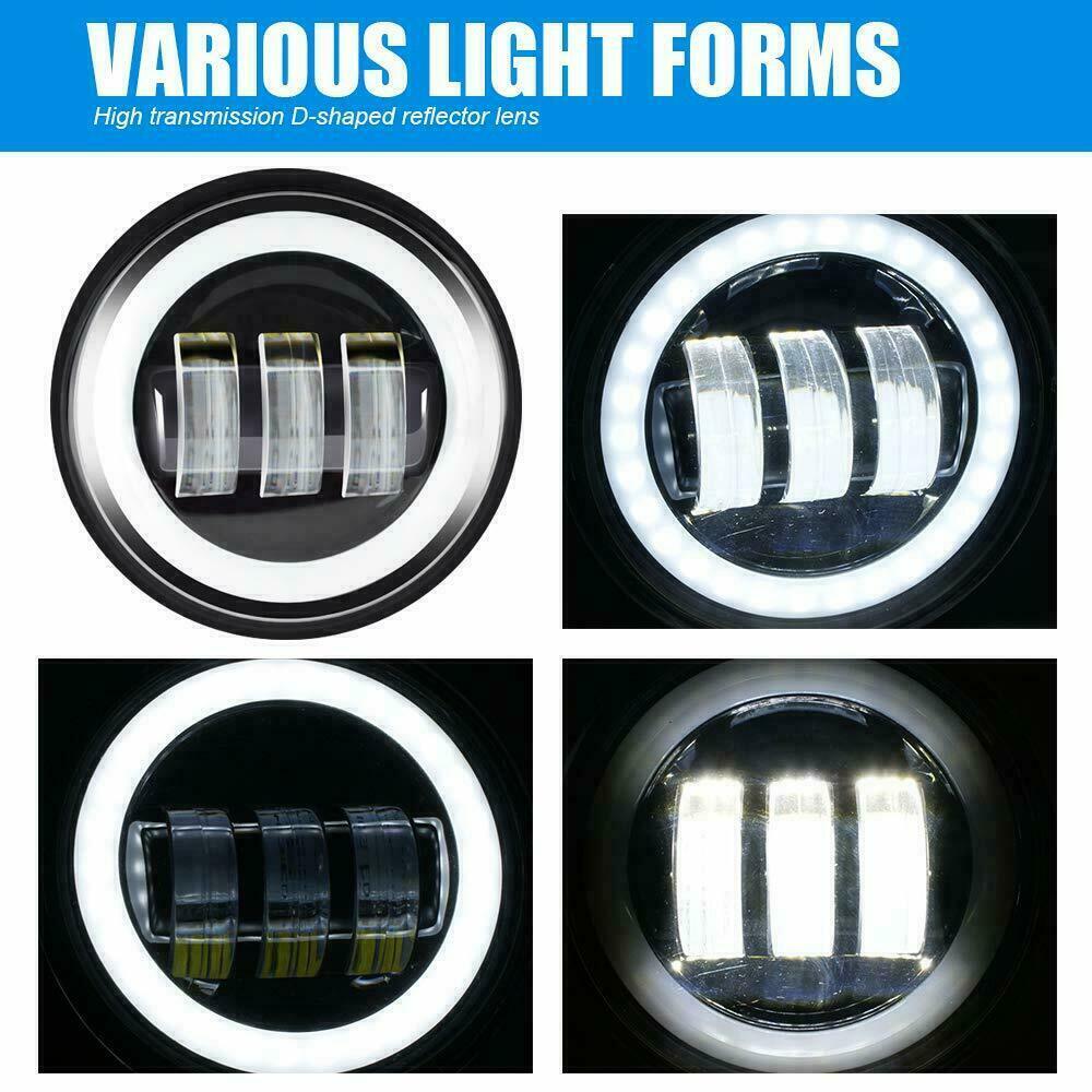 2pcs 4.5 Inch Motorcycle Led Fog Light DRL Led Fog Angel Eyes 30W Round Waterproof 1/2 Auxiliary Passing Lamp Touring