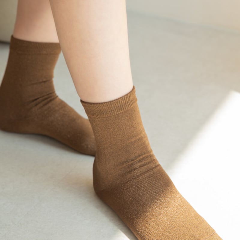 SNOOZY Glitter Sparkly Socks - Brown