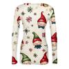 Women's Fashion Slim Bottom Casual Long Sleeve Christmas Printed Pullover U Neck Top