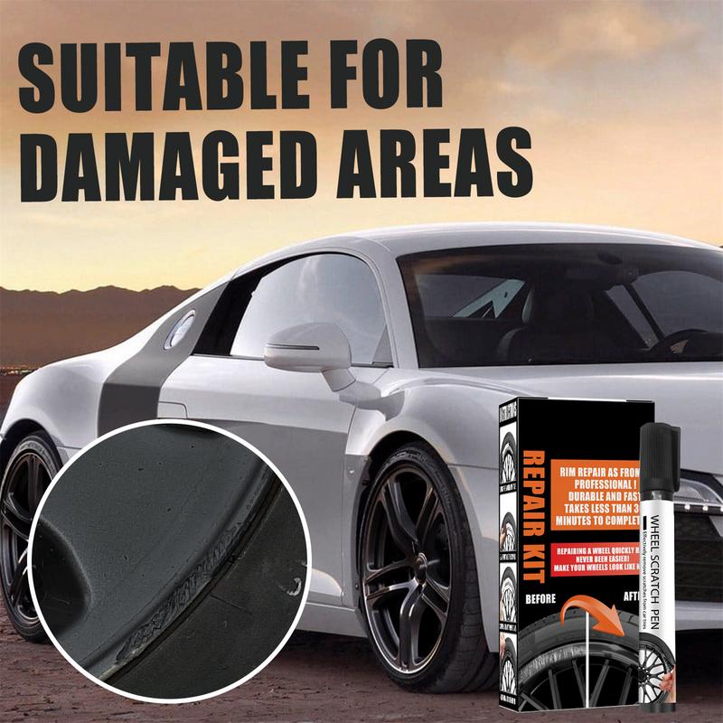 Wheel Rim Repair Kit Automotive Black Alloy Wheel Rims Scratch Remover Pen Set Quick Dry Car Hub Scratch Care Accessories
