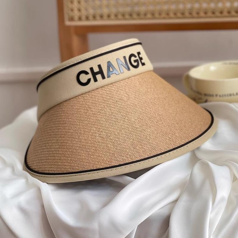 Straw empty top hat women's summer fashion versatile leisure style enlarged widened brim sun hat vacation outdoor sun protection hat