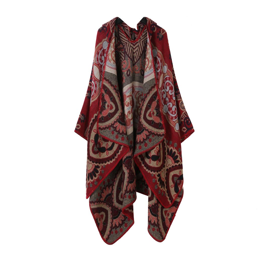 Heiß verkaufter Retro Kapuzenumhang Jacquard Schal Übergröße Kalter Umhang für Männer und Frauen