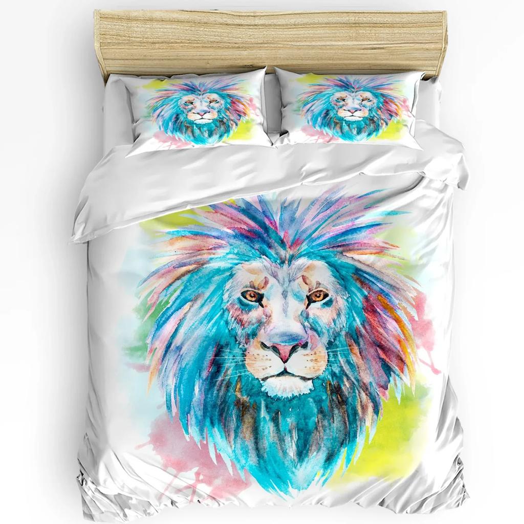 Rasta Bettbezug-Set, Löwe Eine Rastafari-Flagge Dschungel Reggae Bettwäsche-Set Kunst Bunt Kulturell Folkloristisch Druck Bettdeckenbezug-Set