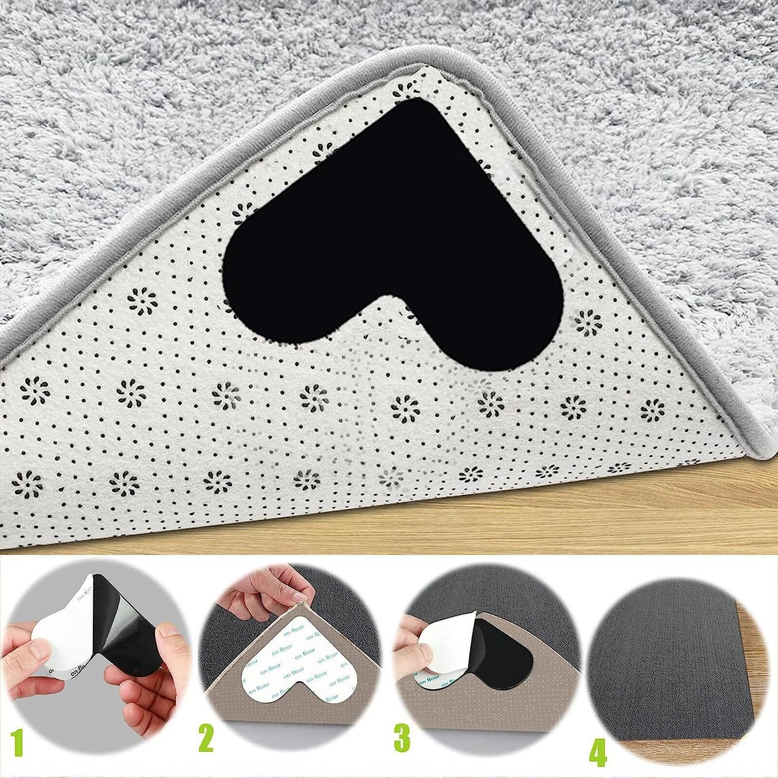 

Heart Shape Rug Double Sided Non- Rug Pads Sticker, Washable and Reusable Rugs Corner Tape One Size