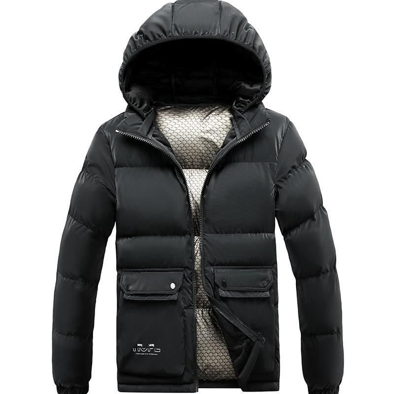 2025 Men's Winter Slim Fit Cotton Jacket with Removable Hood, Korean Style, Ribbed Trendy Design
