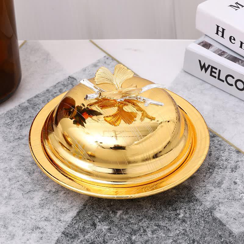 ZISIZ Golden European Style Butter Dish & Snack Plate