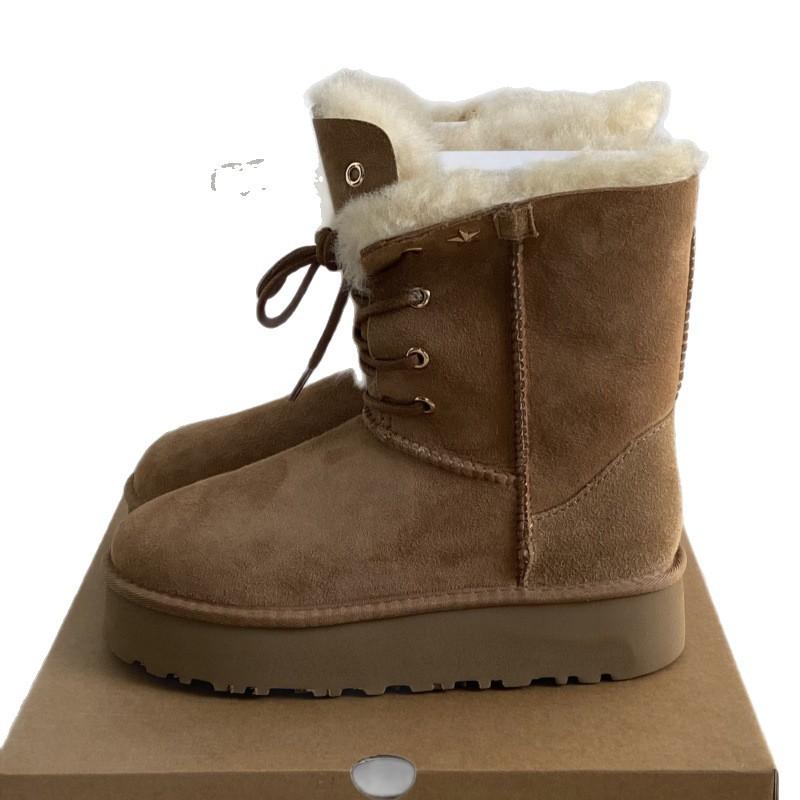 Henan Sangpo snow boots women's winter new fur integrated medium tube thick sole piled thickened warm wool cotton shoes