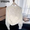 Women's Sweet Flower Knitted Sweater Cardigan Coat Autumn and Winter Knitted Top