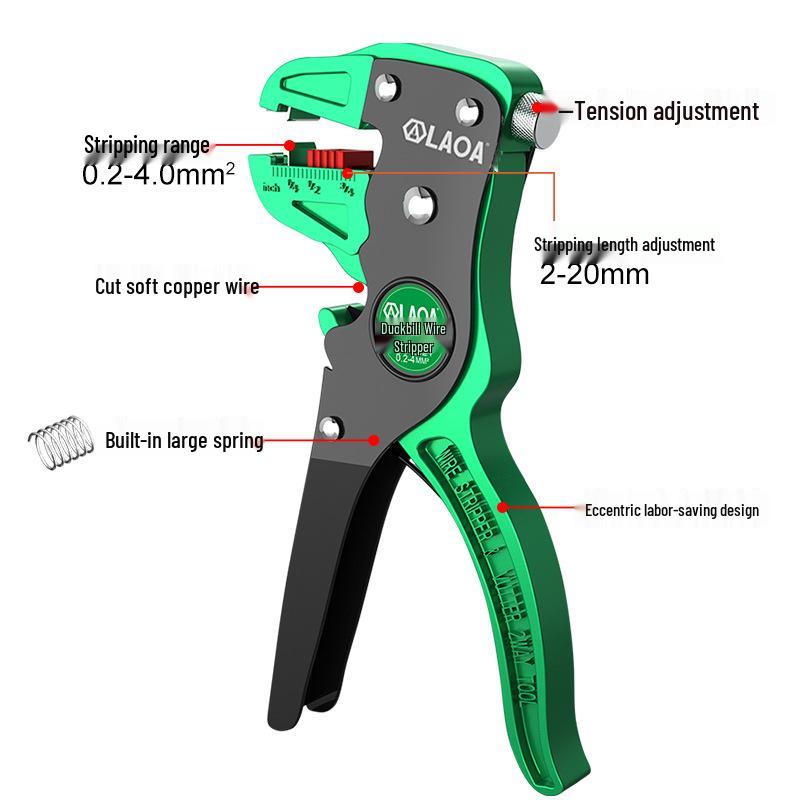 Multifunctional Duckbill Wire Stripper Automatic Pliers - 4 Square Electrician Cutter Eagle-nose