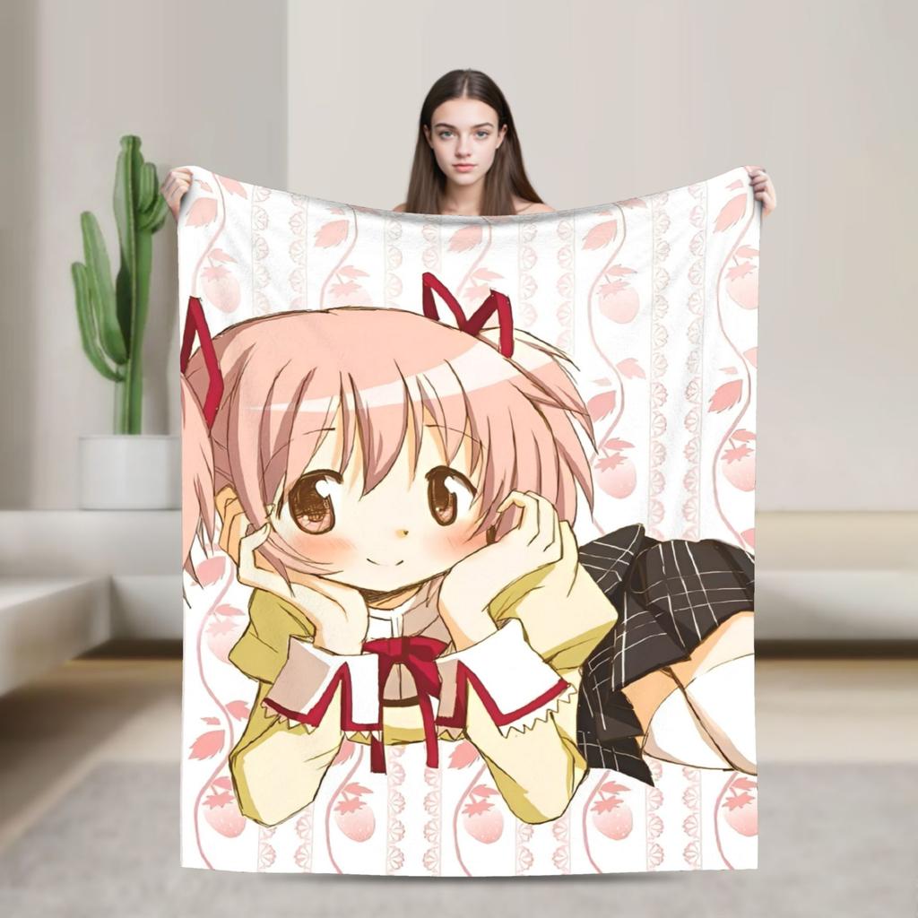 Puella Magi Madoka Magica Blanket Anime Flannel Awesome Soft Throw Blanket for Bedding Lounge Decoration
