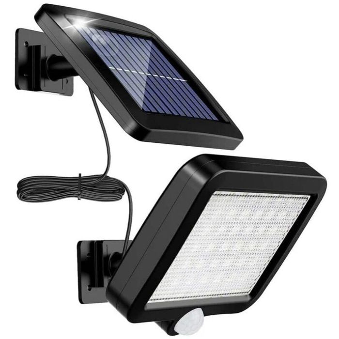Lumière solaire extérieure 56 LED avec détecteur de mouvement IP65, panneau solaire séparé et câble 5 m