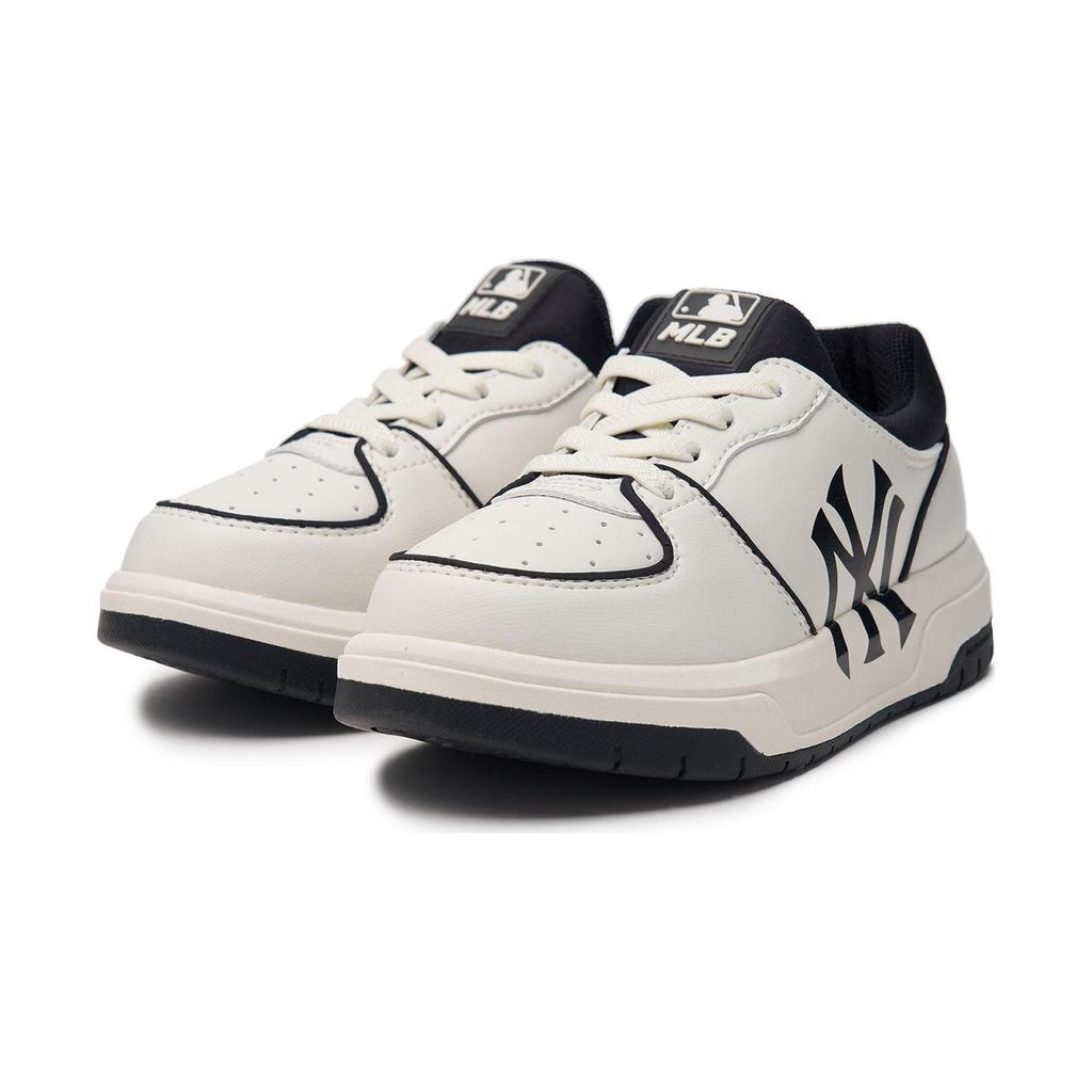 MLB Chunky Liner Synthetic Leather Color Block Lace-Up Versatile Comfortable Low-Top Kids Sneakers Kids sneakers Black White 7ASXJB24N-50WHS