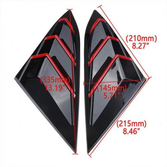 Window Side Louvers Vent Black &Red Accessories For Honda Civic Seden 2016-2021+