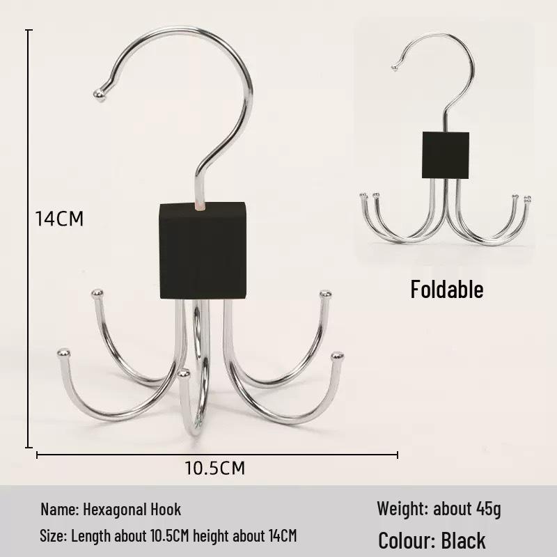 Rotatable Six-Claw Hook Hanger for Hats, Coats, Bags, Scarves, and Belts