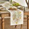 Floral Table Runner Spring Summer Linen Watercolor Flowers Plants Table Runner Machine Washable Table Protector for Home Farmhouse Dinner Party