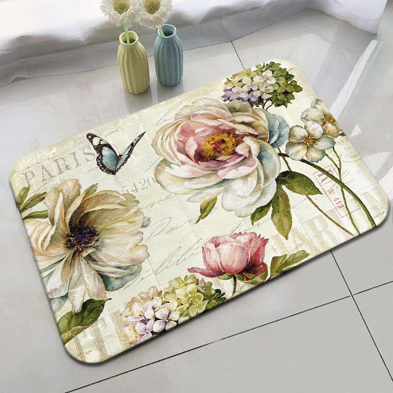 Retro Rural Style Floor Mat Entrance Mat Bathroom Door Mat Absorbent Carpet Living Room Coffee Table Mat