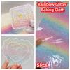 5Pcs Shining Rainbow Glitter Baking Cloth Fuse Beans Beadsheat-resistant Paper  Fuse Art Projects