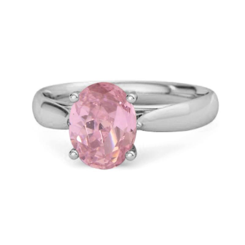 Pink Topaz Classic Solitaire Ring - Sterling Silver