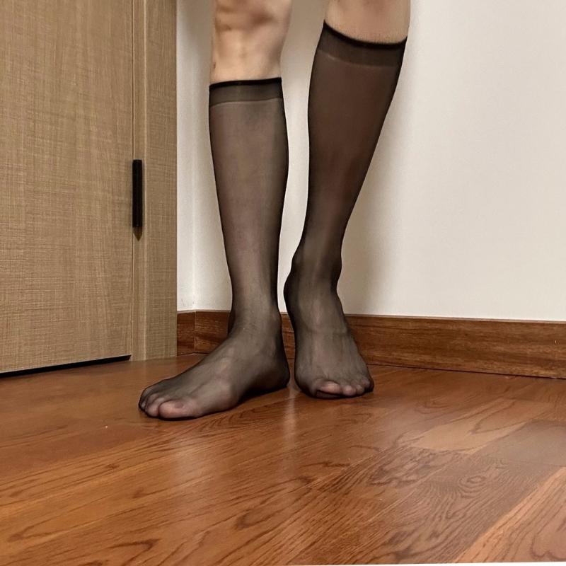 Mens Sheer Business Dress Socks Long Over the Calf Dress or Work Socks Nylon Dress Socks Knee Highs Dress Socks Gifts