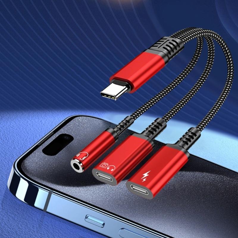 MultiFunction USB C to 3.5mm Headphone &Charging Adapter Cable Supports 3.5mm Headphone OTG Data Transfer PD60W Charging