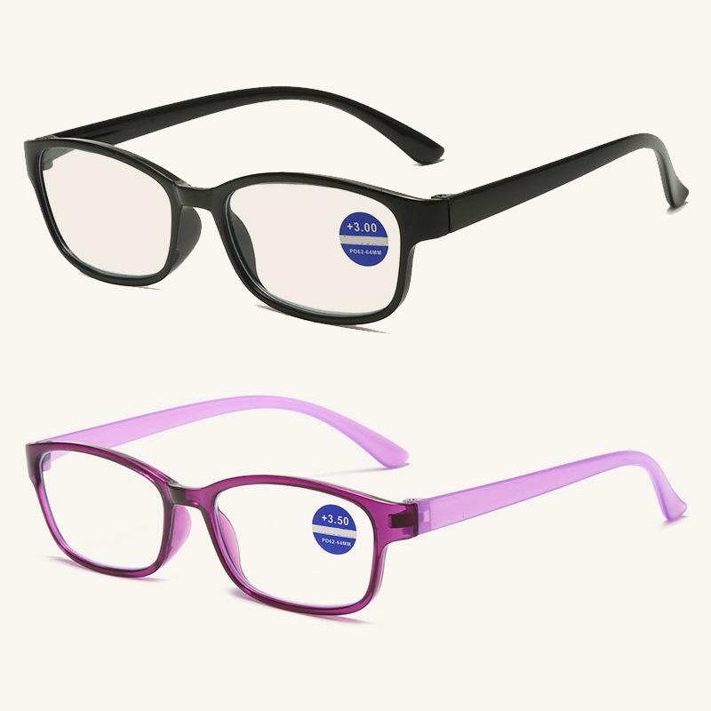 

2PCS Latest Reading Eyeglasses For Elderly Anti-blue Lightweight Classical Square Frames Hd Reading Eyeglasses 3118 2