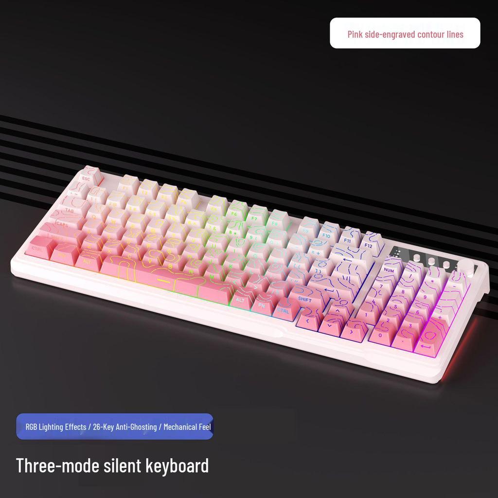 H97 Mechanical Keyboard – Tri-Mode Bluetooth/Wired/Wireless with Mixed Light for Office & Gaming