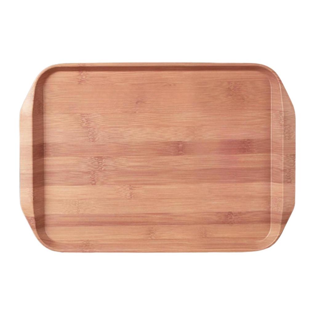 Melamine Wood Grain Tray Portable Multipurpose Decorative Serving Platter for Household Camping BBQ Restaurant Breakfast
