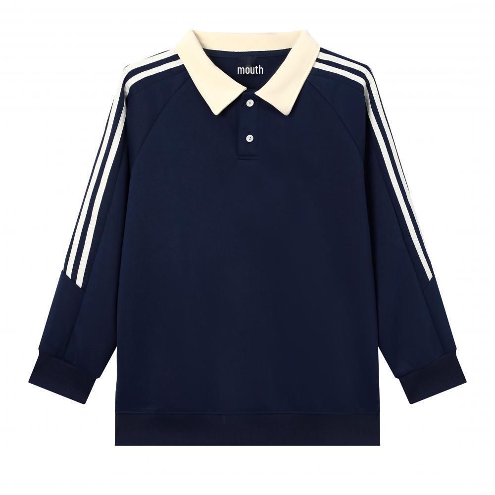 American Retro College Style Striped Pullover: Loose Fit, Round Neck, Long Sleeve Sweatshirt