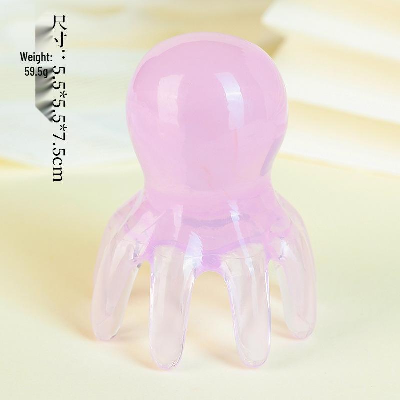 Pink Octopus Portable Scalp Massager Comb with Wide-Tooth Gua Sha Design