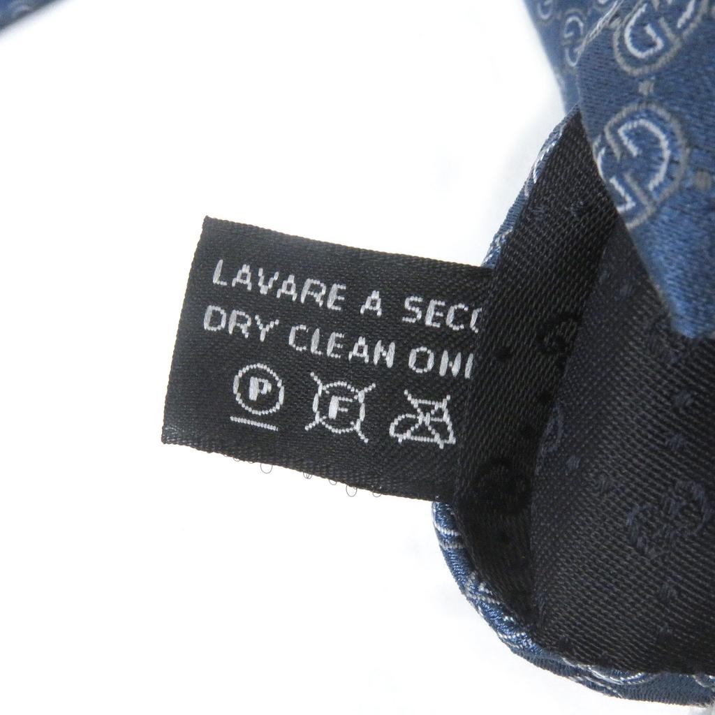 Pristine GUCCI Tie GG Logo Crest Wide Tie Light Blue Silk Mens Used