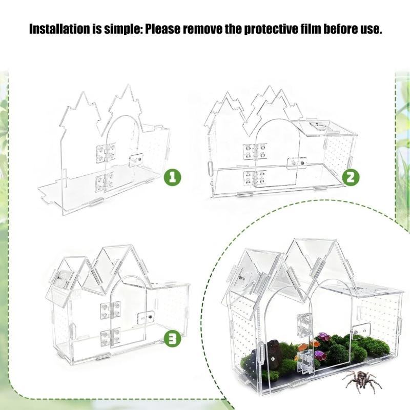 Ventilated Acrylic Reptiles Habitat Terrarium with Air Circulations Ensuring Healthy Environment for Small Pet Animal