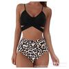 High Waist Leopard Cross Design Sexy Two Piece Bikini Swimsuit Trendy For Beach Holiday