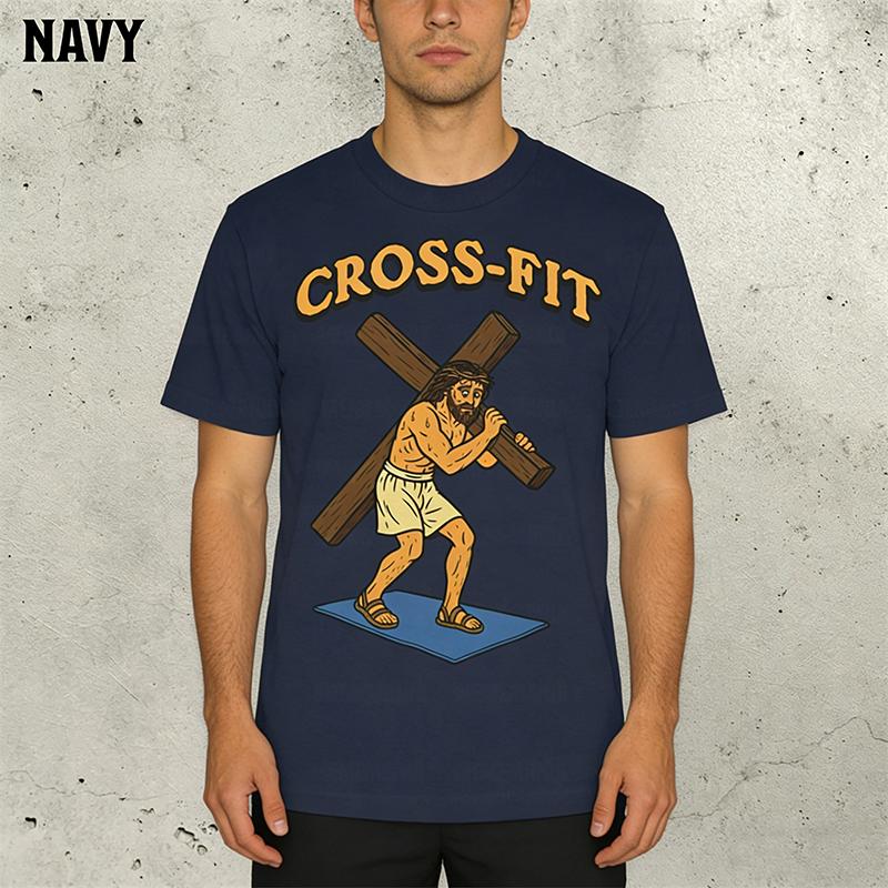 T-shirt da Uomo con Stampa di Parole di Gesù Umorismo Cross-fit Hip Hop Street Manica Corta T-shirt Colore Unico Casual Moda Estiva