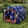 Anti-Slip Waterproof Dog House Plush Warm Cat Sleeping Cave Star Print Pet Sleeping Nest  Winter