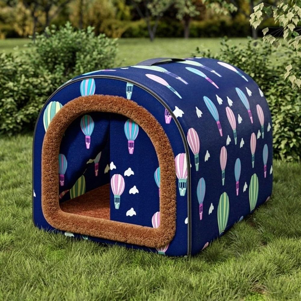 Anti-Slip Waterproof Dog House Plush Warm Cat Sleeping Cave Star Print Pet Sleeping Nest Winter