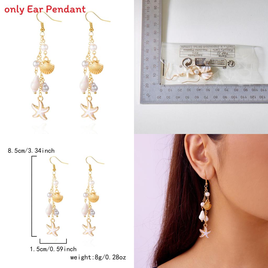 Natural Shell Alloy Earrings With Electroplating For Trendy Beach Party Accessories
