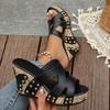 Fashion Summer Large Size Women Slippers Rivet Sandals Fish Mouth Wedges High Heels Slipper Shoes for Women Roman Style Platform Slides