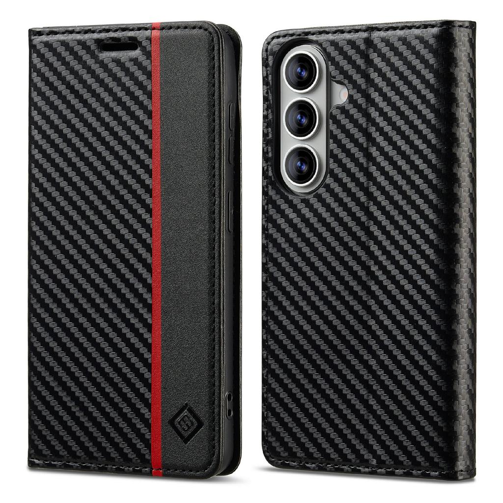 LC.IMEEKE For Samsung Galaxy S26/S26 Pro Wallet Case Carbon Fiber Texture Leather Phone Cover