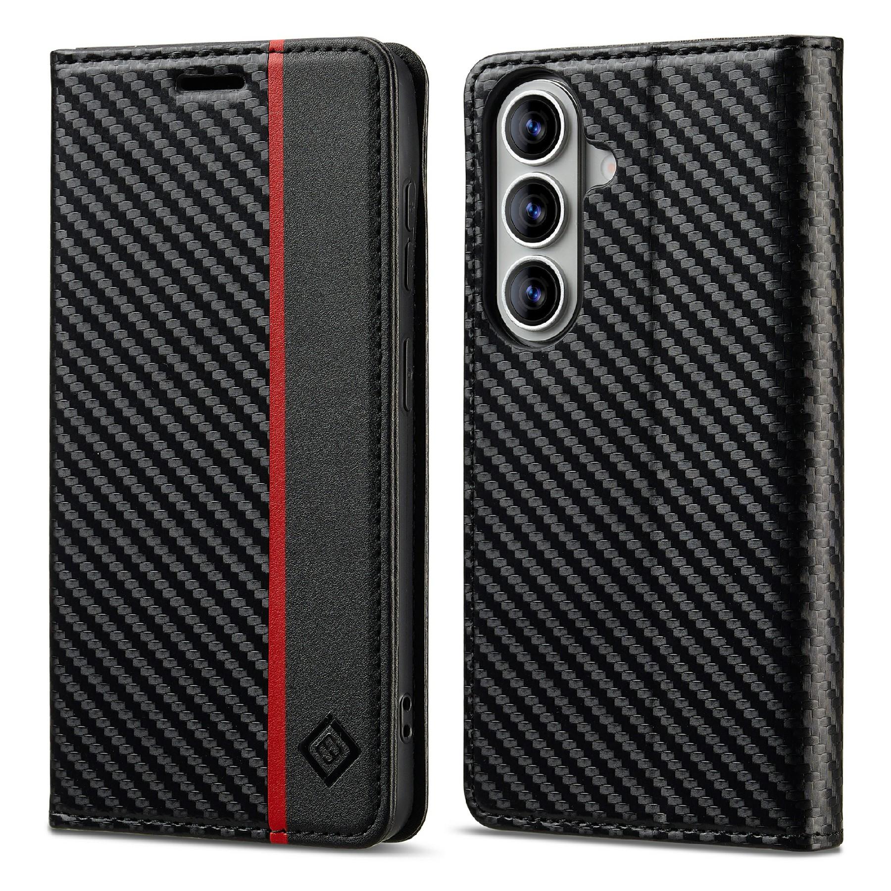 LC.IMEEKE For Samsung Galaxy S26/S26 Pro Wallet Case Carbon Fiber Texture Leather Phone Cover