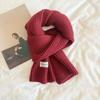 Autumn and Winter New Soft Knit Knit Groove Wool Scarf for Women, Korean Style Warm Yarn Solid Color Versatile Neck Warmer