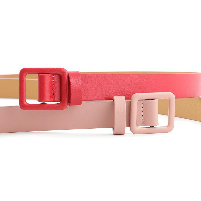 Non-Porous Square Buckle Women'S Belt Women'S Simple Solid Color Creative Casual Pants Belt Female Student