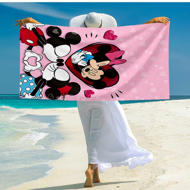 Ultra-Soft Beach Towel with Mickey-Minnie Theme,Ideal for Pool - Camping, Diving - Perfect Travel Essential, Vibrant Beach Towel.